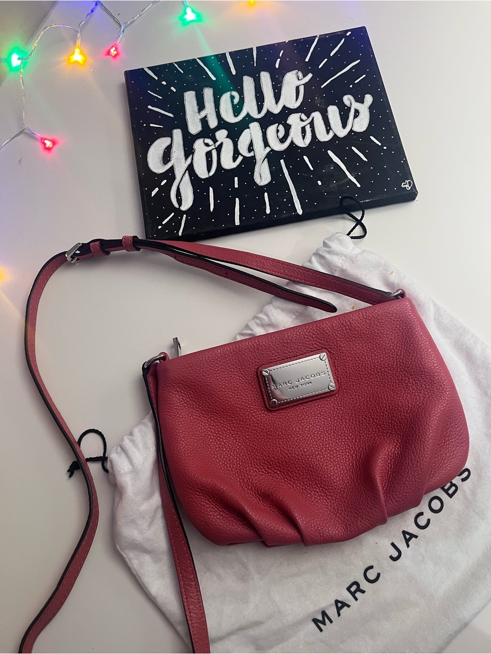 Marc Jacobs CLASSIC Q PERCY Pink Pebbled Leather Crossbody